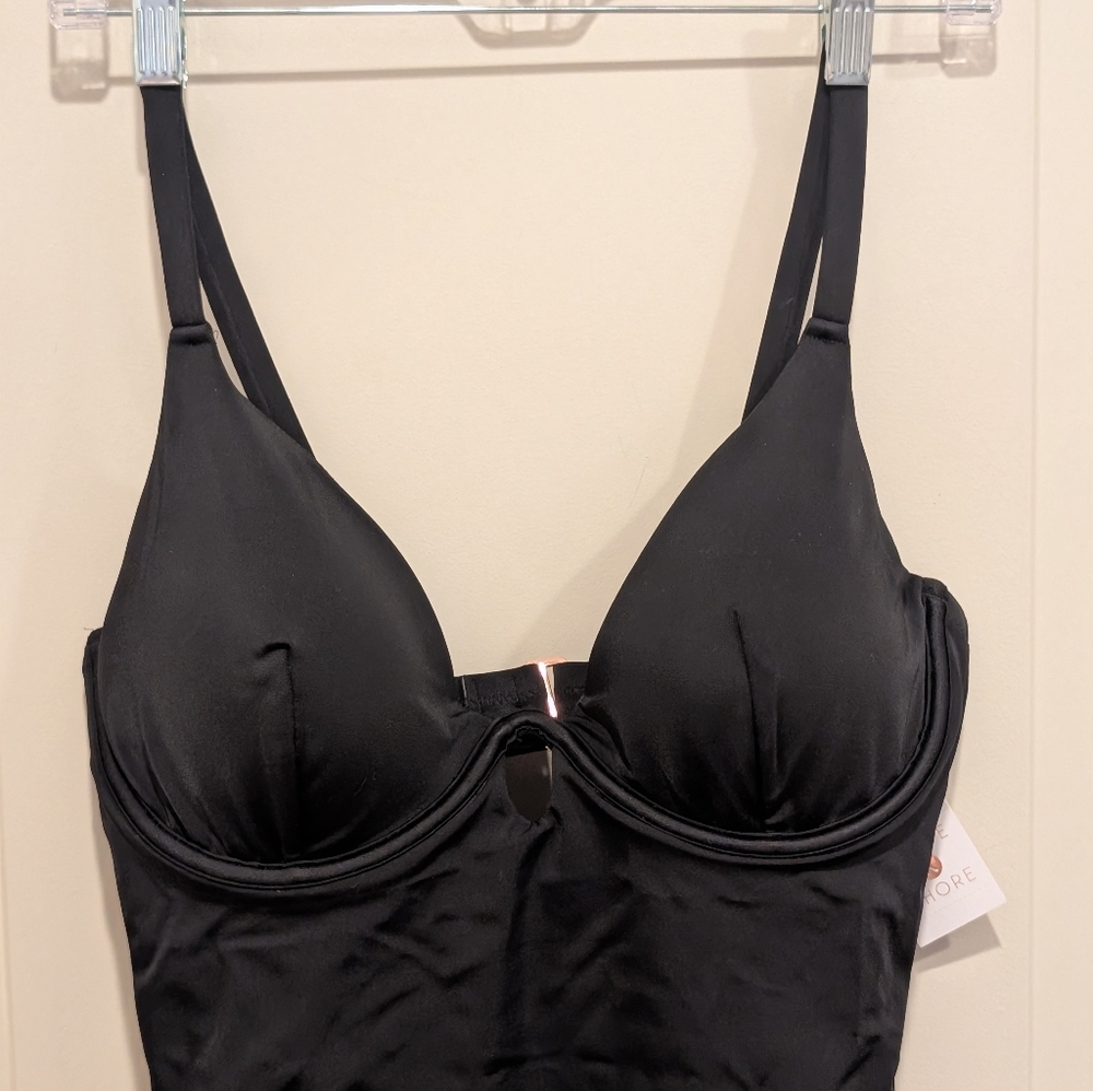 Shade & Shore Black Underwire One-Piece Swimsuit 36DD - Picture 3 of 7